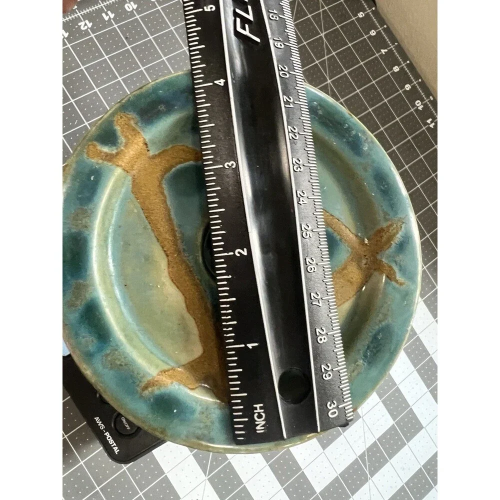 2 Raku Candle Holder Z Gallerie Pillar Taper  Turquoise Blue teal brown 8